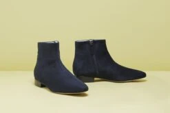 Bloom Chiara Vegan Suede Flat Ankle Boots | Navy Blue -Women Clothing Store bloom chiara navy blue boots 30416301490289