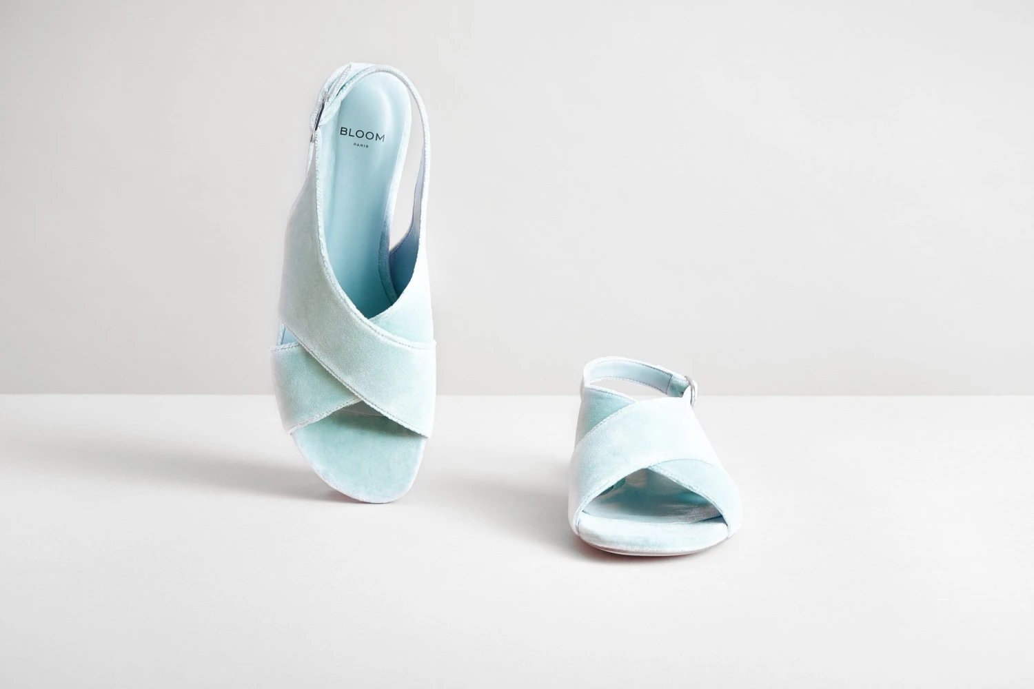 Bloom Cotton Velvet Vegan Crossover Slingback Sandals | Giada Blue 4 Bloom Cotton Velvet Vegan Crossover Slingback Sandals | Giada Blue - Image 2