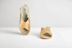 Bloom Vegan Leather Crossover Slingback Sandals | Gold -Women Clothing Store bloom gold sandals 30412834898033