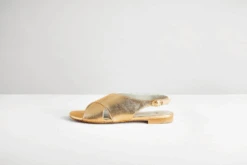 Bloom Vegan Leather Crossover Slingback Sandals | Gold -Women Clothing Store bloom gold sandals 30412834930801