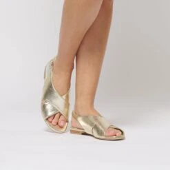 Bloom Vegan Leather Crossover Slingback Sandals | Gold -Women Clothing Store bloom gold sandals 30412835029105