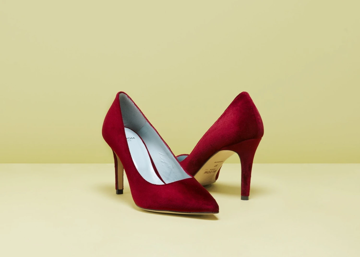 Bloom Mara Velvet Vegan Pointed Toe High Heel Pumps | Red 5 Bloom Mara Velvet Vegan Pointed Toe High Heel Pumps | Red - Image 3