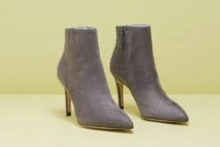 Bloom Saskia Vegan Suede High Heel Ankle Boots | Grey -Women Clothing Store bloom saskia gray high boots 30413314850929