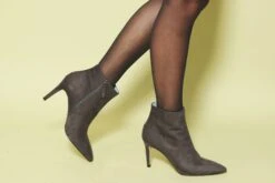 Bloom Saskia Vegan Suede High Heel Ankle Boots | Grey -Women Clothing Store bloom saskia gray high boots 30413314883697