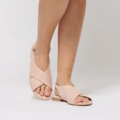 Bloom Vegan Suede Crossover Slingback Sandals | Nude -Women Clothing Store bloom skin sandals 30413311082609