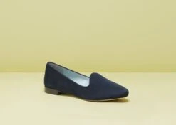 Bloom Tara Cotton Velvet Vegan Loafers | Navy Blue -Women Clothing Store bloom tara navy blue slippers 30413318717553