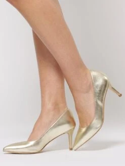 Bloom Vegan Leather Pointed Toe Pumps | Gold