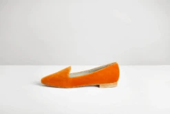 Bloom Cotton Velvet Vegan Loafers | Pumpkin Orange -Women Clothing Store bloom zucca slippers 30412772343921