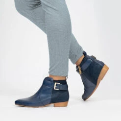 Olympe Women's Vegan Leather Buckle Boots | Blue -Women Clothing Store cog olympe bleu 30603466047601