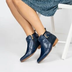 Olympe Women's Vegan Leather Buckle Boots | Blue -Women Clothing Store cog olympe bleu 30603466080369