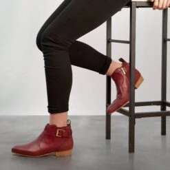 Olympe Women's Vegan Leather Buckle Boots | Bordeaux -Women Clothing Store cog olympe bordeaux 30603495768177