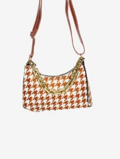 Cassia Houndstooth Mini Shoulder Bag | Tan