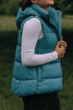 Arundel Hooded Vegan Vest | Sky Blue -Women Clothing Store culthread arundel in sky blue 29916377841777