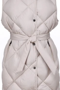Penzance Recycled Long Sleeveless Puffer Jacket | Beige -Women Clothing Store culthread penzance beige long sleeveless puffer jacket 30248964718705