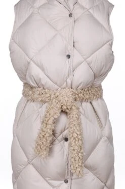 Penzance Recycled Long Sleeveless Puffer Jacket | Beige -Women Clothing Store culthread penzance beige long sleeveless puffer jacket 30248964817009