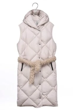Penzance Recycled Long Sleeveless Puffer Jacket | Beige -Women Clothing Store culthread penzance beige long sleeveless puffer jacket 30248964882545
