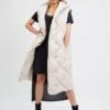 Penzance Recycled Long Sleeveless Puffer Jacket | Beige -Women Clothing Store culthread penzance beige long sleeveless puffer jacket 30286925955185
