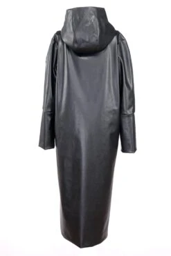 Recycled Vegan Coffee Leather Long Coat | Black -Women Clothing Store culthread recycled vegan leather long coat 30652025471089