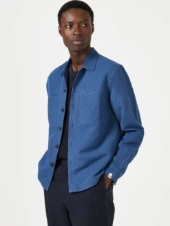 Organic Cotton & Linen Relaxed Overshirt | Deep Blue