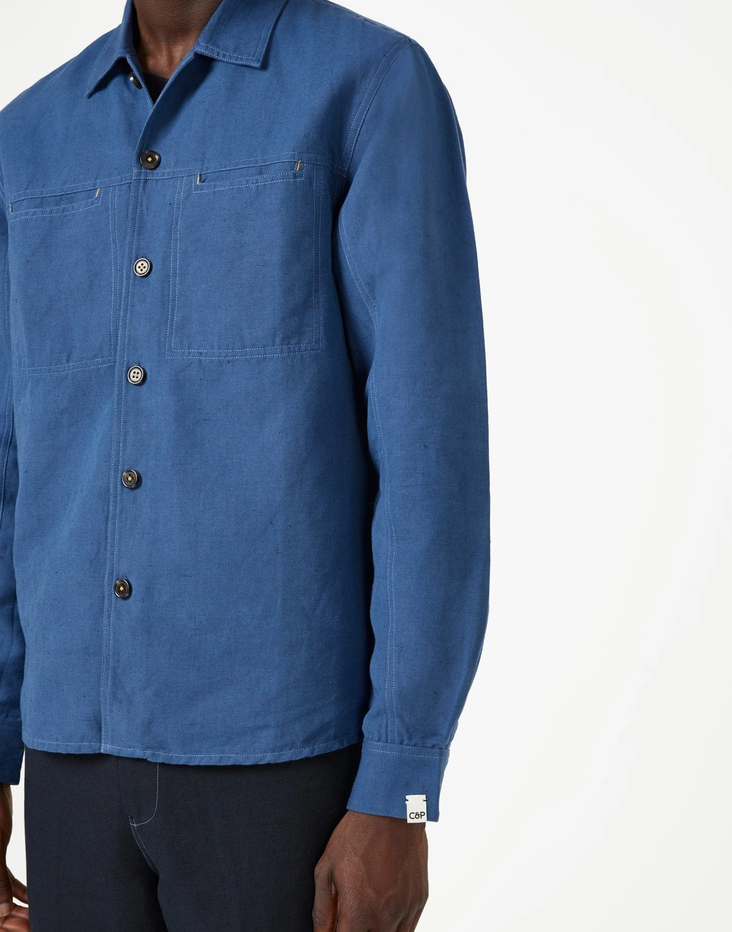 Organic Cotton & Linen Relaxed Overshirt | Deep Blue 4 Organic Cotton & Linen Relaxed Overshirt | Deep Blue - Image 2