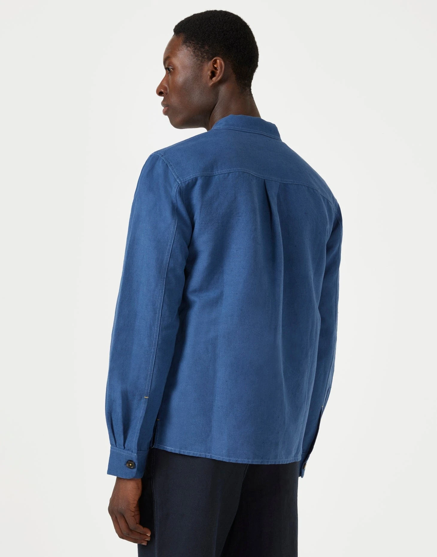 Organic Cotton & Linen Relaxed Overshirt | Deep Blue 5 Organic Cotton & Linen Relaxed Overshirt | Deep Blue - Image 3