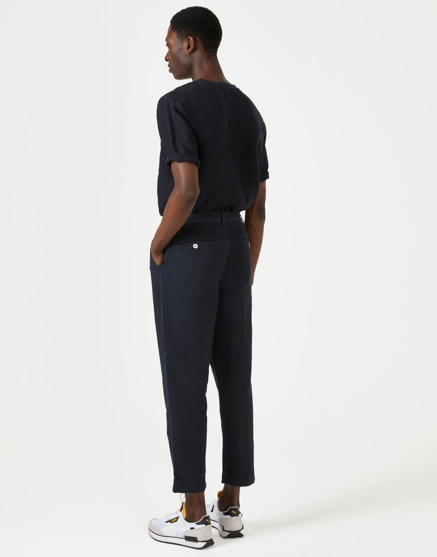 Smart-Casual Organic Cotton & Linen Relaxed Trousers | Dark Navy 5 Smart-Casual Organic Cotton & Linen Relaxed Trousers | Dark Navy - Image 3