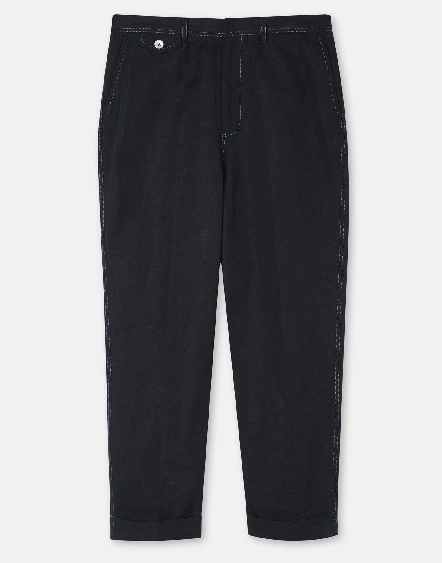 Smart-Casual Organic Cotton & Linen Relaxed Trousers | Dark Navy 6 Smart-Casual Organic Cotton & Linen Relaxed Trousers | Dark Navy - Image 4