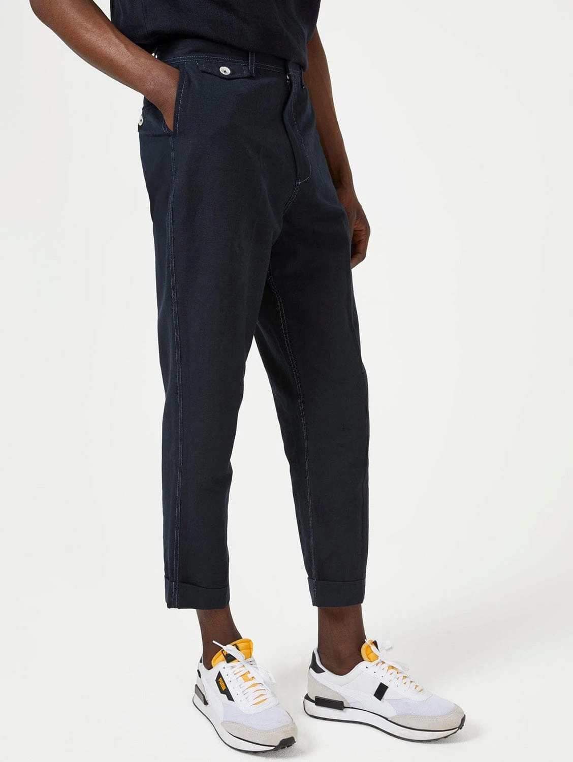 Smart-Casual Organic Cotton & Linen Relaxed Trousers | Dark Navy 3 Smart-Casual Organic Cotton & Linen Relaxed Trousers | Dark Navy
