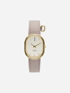 CYS5 Watch With White, Gold & Champagne Dial | Sand Vegan Leather Strap