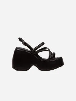 Diana Women's Strappy Chunky Wedge Sandals | Black