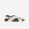 Mimi Apple Leather Vegan Cross Strap Sandals | White