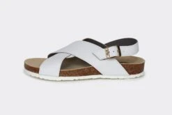 Mimi Apple Leather Vegan Cross Strap Sandals | White -Women Clothing Store good guys don t wear leather mimi vegan cross strap sandals white appleskin 29811597213809