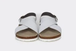 Mimi Apple Leather Vegan Cross Strap Sandals | White -Women Clothing Store good guys don t wear leather mimi vegan cross strap sandals white appleskin 29811597279345