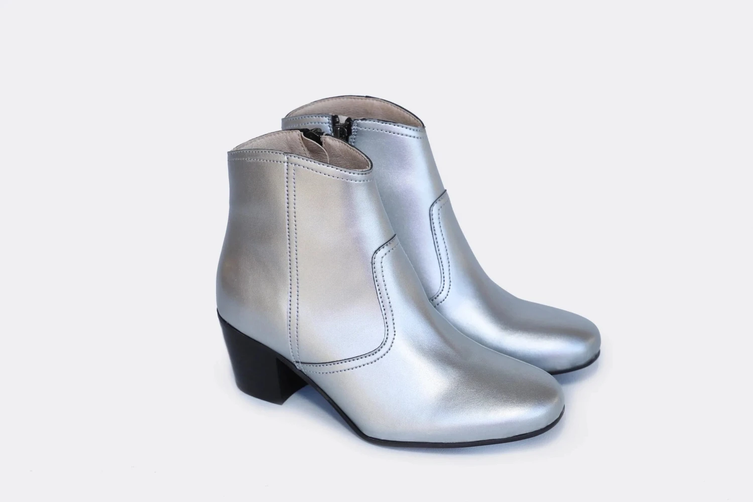 Nina 2.0 Vegan Appleskin Heeled Ankle Boots | Silver 4 Nina 2.0 Vegan Appleskin Heeled Ankle Boots | Silver - Image 2