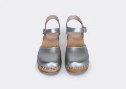 Sofia Apple Leather Vegan Clog Sandals | Silver -Women Clothing Store good guys don t wear leather sofia vegan clog sandals silver appleskin 30635026841713