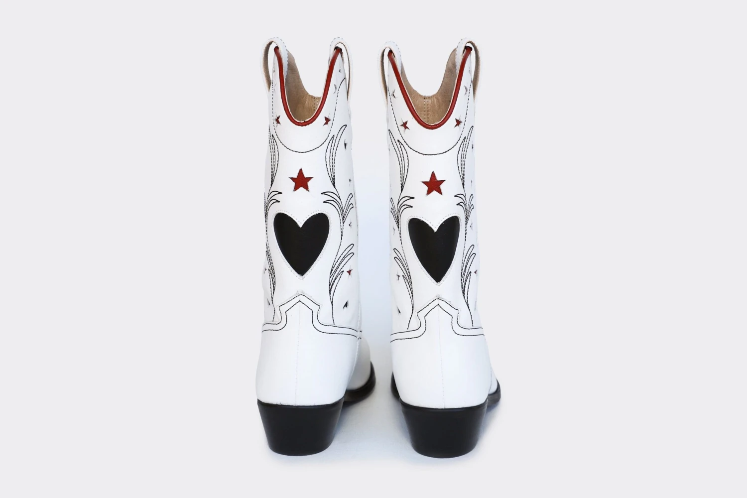Taylor Vegan Leather High Top Western Boots | White, Black & Red 7 Taylor Vegan Leather High Top Western Boots | White, Black & Red - Image 5