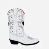 Taylor Vegan Leather High Top Western Boots | White, Black & Red -Women Clothing Store good guys don t wear leather uk7 5 eu41 us10 taylor vegan leather high top western boots white black red 30534750371953