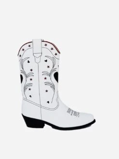Taylor Vegan Leather High Top Western Boots | White, Black & Red