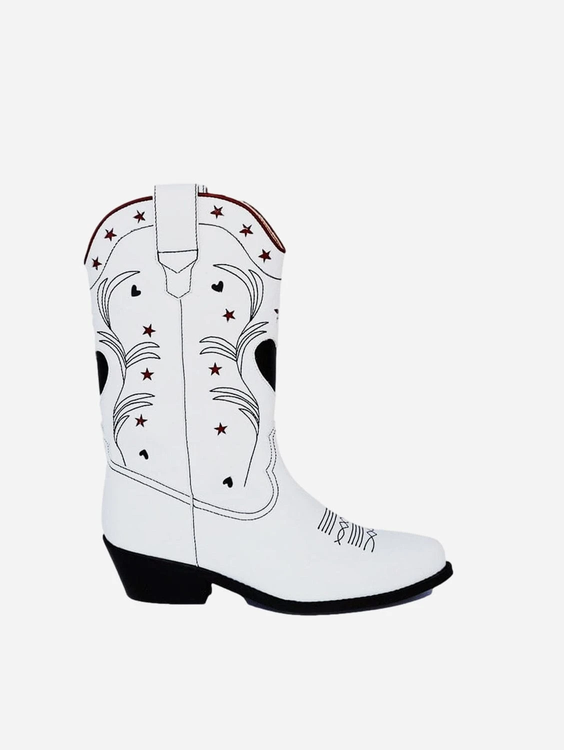 Taylor Vegan Leather High Top Western Boots | White, Black & Red 3 Taylor Vegan Leather High Top Western Boots | White, Black & Red