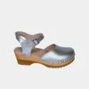 Sofia Apple Leather Vegan Clog Sandals | Silver -Women Clothing Store good guys don t wear leather uk8 eu42 us10 sofia apple leather vegan clog sandals silver 30641195090033