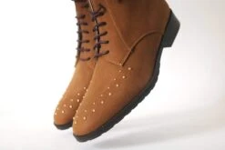 Tarantula Studded Vegan Suede Boots | Cognac -Women Clothing Store guru mtp tarantula studded vegan suede boots cognac 13591807852657