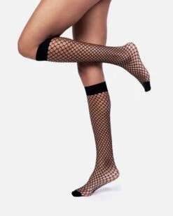 The Untamed Bio Fishnet Knee High Socks Set | Black -Women Clothing Store hedoine set of 2 the untamed bio fishnet knee highs set 30600118829169