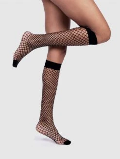 The Untamed Bio Fishnet Knee High Socks | Black