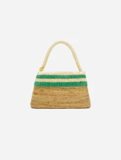 Raha Handwoven Atta Vegan Oval Handbag | Natural & Green
