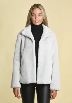 Reloved Ava Recycled Faux Fur Jacket | Soft Grey 16 Reloved Ava Recycled Faux Fur Jacket | Soft Grey -Women Clothing Store issy london reloved ava recycled faux fur jacket soft grey 30246524715121