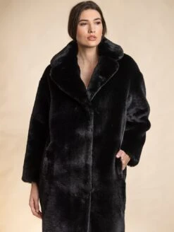 Reloved First Edition Greta Luxe Recycled Faux Fur Coat | Black