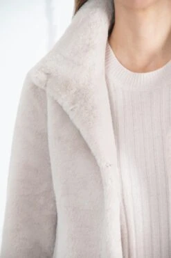 Signature Ava Recycled Vegan Fur Jacket | Pale Blush -Women Clothing Store issy london signature ava recycled faux fur jacket pale blush 30246516392049