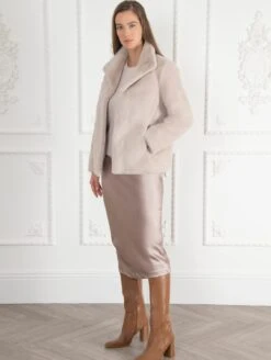 Signature Ava Recycled Vegan Fur Jacket | Pale Blush