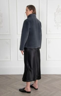 Signature Ava Recycled Vegan Fur Jacket | Slate Grey -Women Clothing Store issy london signature ava recycled faux fur jacket slate grey 30246514557041