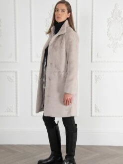 Signature Bette Recycled Vegan Fur Coat | Pale Blush